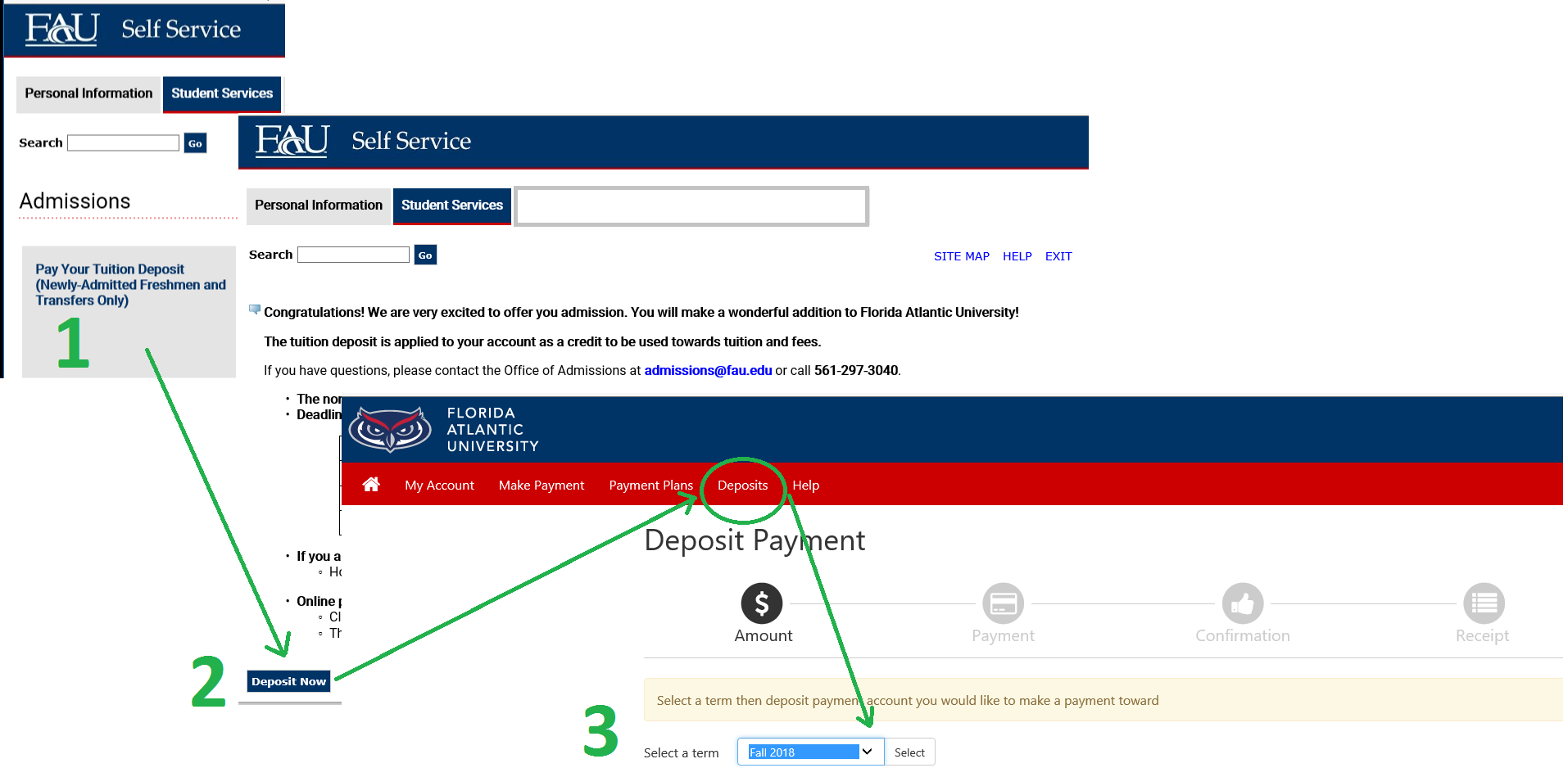 Step by step visual guide on tuition deposit