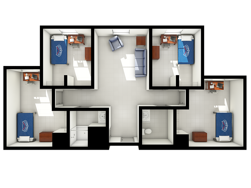 Residence Hall 1&2 Four Single Room Suite