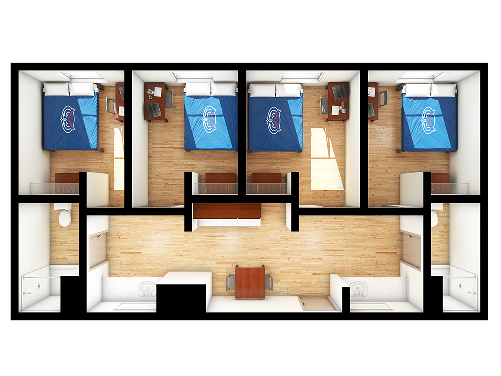 Residence Hall 3 Four Bedroom Single