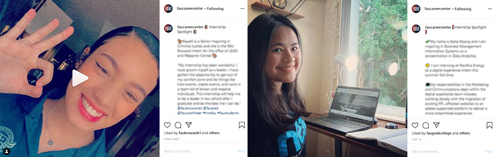 2 students posting about their internship