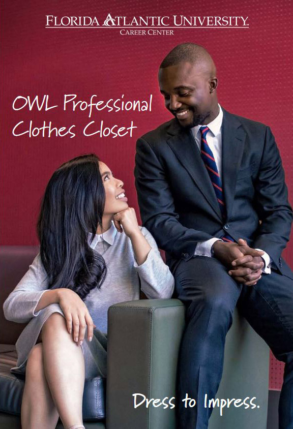 Owl Professional Clothes Closet cover with a professionally dressed man and women engaging in conversation 